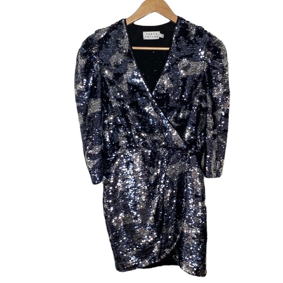 Tanya Taylor Zoey Sequin Camo Wrap Dress size 2